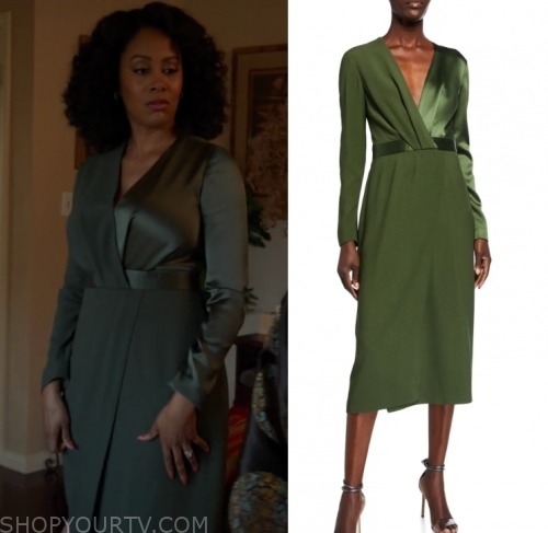 Episode 20 Lola's Green Silk Wrap Dress ...